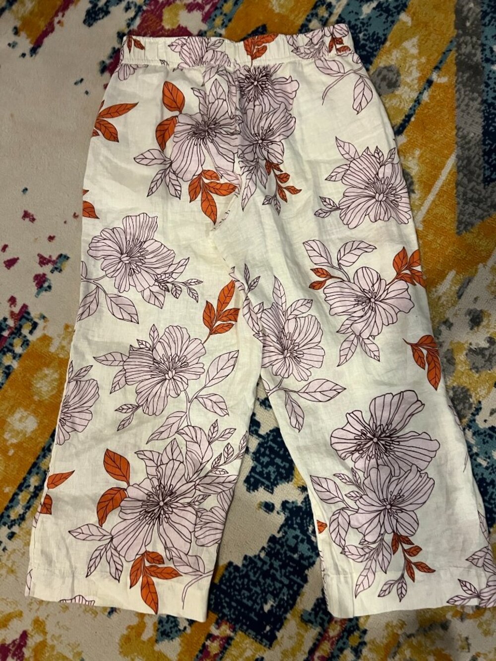 Rachel Roy 100% Linen Floral Wide Leg Pants Size L - Picture 2 of 5